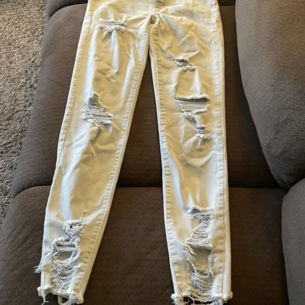 American Eagle Green High Rise Super Stretch Jegging Jeans Sz 4